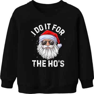 Immagine prodotto di I Do It For The Ho's Father Christmas Funny Gift Retro Unisex Kids Felpa Pullover, nero, 104