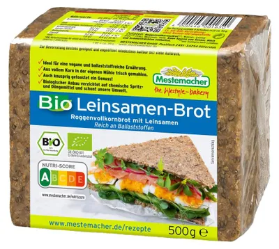 Image de MestemacherPain de seigle complet aux graines de lin 500g