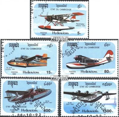 Produktbild von Briefmarken Kambodscha 1992 Mi 1323-1327 (kompl.Ausg.) gestempelt Wasserflugzeuge
