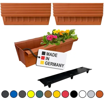 Produktbild von BURI 10 Euro-Paletten Blumenkästen-Einsätze inkl. Bewässerungsmatte | mit Hängesystem zum Einhängen | 37,3cm Terrakotta | Pflanzkasten für Europalette Palette | Balkonkasten | Blumentopf | stabil