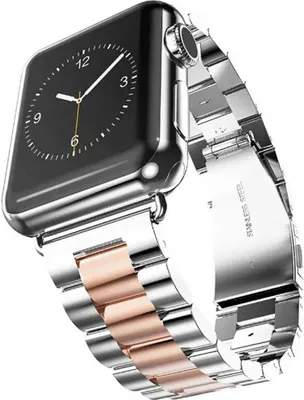 Produktbild von Strap-It Apple Watch Ultra Stahlarmband (Silber/Roségold)