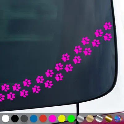 Produktbild von PantherPixel Hundepfoten Aufkleber Tiere Tatzen Katzenpfoten Sticker Auto Geschenkidee Farbe Neon-Pink