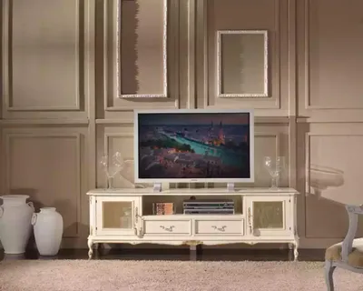 Produktbild von Wohnzimmer Lowboard Weiß TV-Ständer Möbel Sideboard Holz Möbel