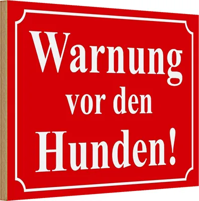 Produktbild von Holzschild Warnschild 30x20cm Warnung vor den Hunden