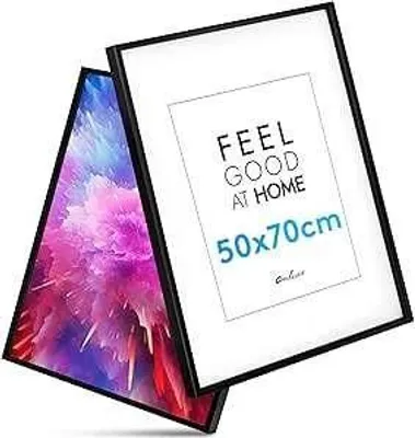 Zdjęcie produktu dla Rama na zdjęcia i plakaty 50x70 cm 2 szt. – czarna drewniana z pleksi