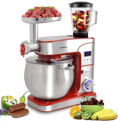 Image de Robot ménager Syntrox Germany 2000 W, bol en acier inoxydable 12 l, numérique, rouge