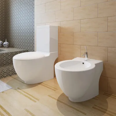 Immagine prodotto di VidaXL Set per wc e bidet in piedi in Vetroceramica bianca