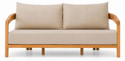 Immagine prodotto di Divano da giardino moderno, beige, per 3 persone, con cuscini, elegante e confortevole