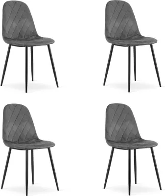 Productafbeelding van Fauteuil - Leobert - Asti - Donkergrijs fluweel - 44,5 x 50,5 x 87,5 cm - Set van 4
