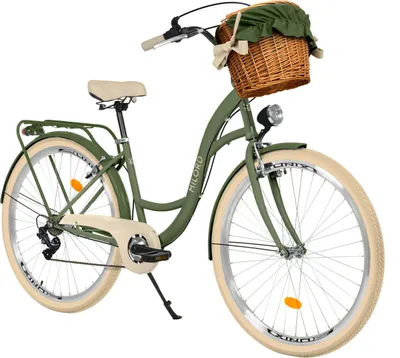 Produktbild von Milord Komfort Fahrrad Mit Weidenkorb Damenfahrrad, 28 Zoll, Grün-Creme, 7 Gang Shimano