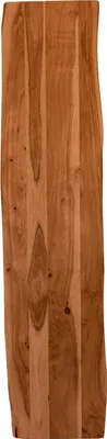 Produktbild von Holzplatte 180x40 cm Emilio, Tischplatte aus Akazienholz massiv + nussbaumfarben, Baumkanten-Platte für Heimwerker, geeignet für Arbeitsplatten, Tische & Fensterbretter