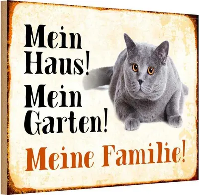 Produktbild von vianmo Holzschild 20x30 cm Tiere Katze mein Haus Garten Familie Tier Haustier