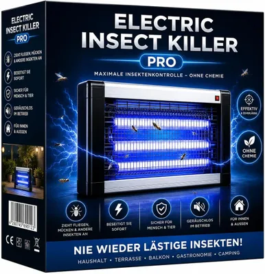 Produktbild von Elektrischer Insektenvernichter mit UV-Lampe – Fliegenfalle & Mückenlampe für Moskitoschutz und effektive Insektenabwehr (Eckig)