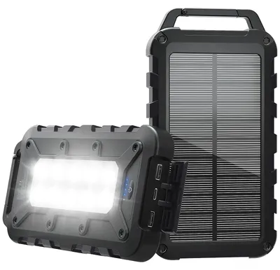 Immagine prodotto di Power bank solare da 10000mAh, con ricarica rapida PD 22.5W, caricabatterie solare portatile, con porta USB-C, resistente all'acqua, ideale per l'uso all'aperto