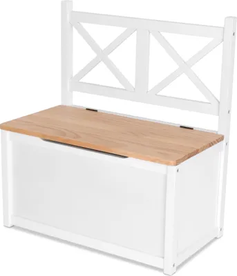 Produktbild von Truhenbank Kindermöbel Holzbank weiß / natur Sitzbank mit Stauraum XEN ib style®