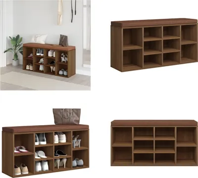 Immagine prodotto di vidaXL Panca per scarpe in rovere marrone 103x30x48 cm - Panca per scarpe - Panca per scarpe - Panca con spazio di archiviazione - Portascarpe