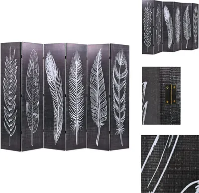 Produktbild von vidaXL Raumteiler klappbar 228 x 170 cm Federn Schwarz-Weiß -  Raumteiler