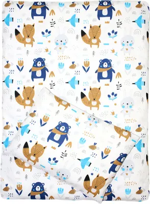 Produktbild von 4tlg Kinderwagenset Baby Bettwäsche für Kinderwagen Bezüge Decke Kissen 11. Waldtiere