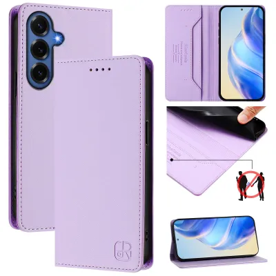 Image de Etui en cuir pour Samsung Galaxy S26+, étui à rabat avec fentes pour cartes, portefeuille et support Violet