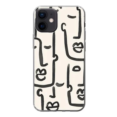 Produktbild von MuchoWow® Handyhülle Schutzhülle Hülle für iPhone 12 Muster - Abstrakt - Linienkunst Silikon Softcase Handy Hülle - Schutzhülle