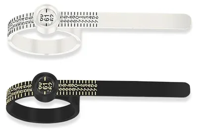 Imagen del producto de Juego de calibres para anillos, con lupa y cinta métrica para anillos, de 2 piezas, ideal para joyería y uso doméstico