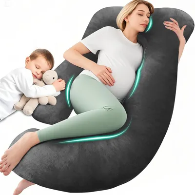 Immagine prodotto di Omgoods - Cuscino per la gravidanza a forma di J - Cuscino confortevole per le donne incinte