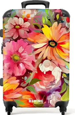 Produktbild von NoBoringSuitcases.com® Großer Koffer - Blumen - Kunst - Malerei - Botanisch - Kombinationsschloss TSA - Hartschalen Trolley 4 Rollen - 72 liter - Reisekoffer - 66 cmKoffer Mittelgroß 67x43x25 cm, 72L,