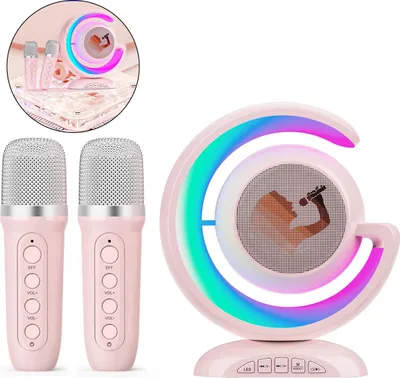 Produktbild von Party-Karaoke-Maschine mit Lautsprecher – Drahtlose Mikrofone (2 Stück), 14-Zoll-Touchscreen, Bluetooth-kompatibel