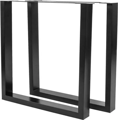 Produktbild von Tischgestell in U-Form, 70 x 73 cm, 2er Set, Eisen schwarz lackiert, Kufengestell für Esstische & Schreibtische, Tischkufen für DIY-Projekte, Industrial-Design, Verstellbarer Bodenschutz