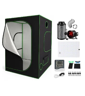 Produktbild von PACKSAUS® HYDRO 600D Growbox 120x60x150cm Anzuchtzelt Komplettset: Umfassendes LED Growzelt, inkl. Belüftungssatz für den Indoor-Anbau-Gewächshaus