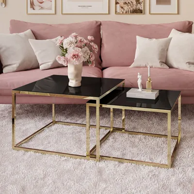 Produktbild von Couchtisch 2in1 YOSHI GLASS Gold Chrom