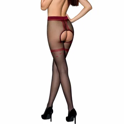 Obrázok produktu pre Passion - Tiopen 019 Schwarz/Rot Strumpfose 3/4 20 Den