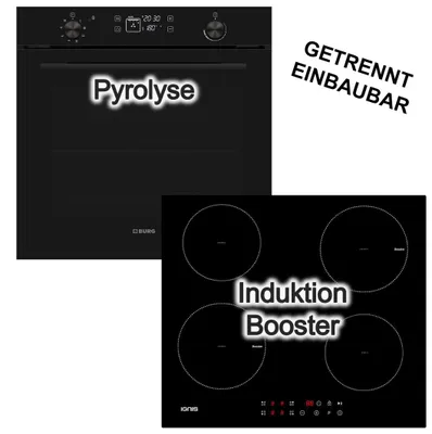 Produktbild von Herdset Burg Einbaubackofen 78L Pyrolyse visioTouch + Bauknecht Induktionskochfeld Booster Touch-Control
