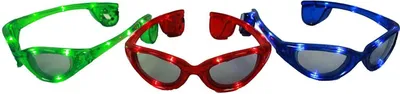 Produktbild von HAAC Gag Party Brille mit Licht leuchtend Farbe grün, rot oder blau für Fasching