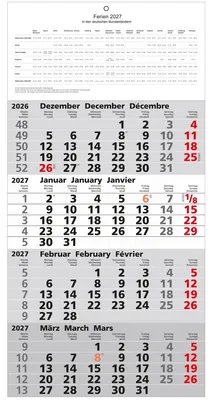 Produktbild von Kalender 4-Monatskalender 2026 60 x 30 cm