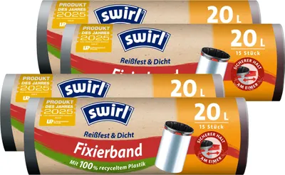Produktbild von 4x Swirl Fixierband Müllbeutel 20L ( 15 stk./Rolle )