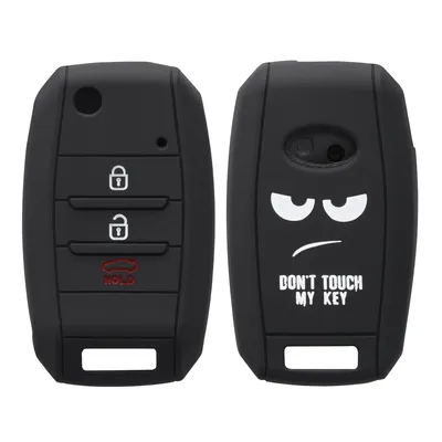 Produktbild von kwmobile Autoschlüssel Hülle kompatibel mit Kia 3-4-Tasten Autoschlüssel Hülle - Schlüsselhülle Don't touch my Key Weiß Schwarz