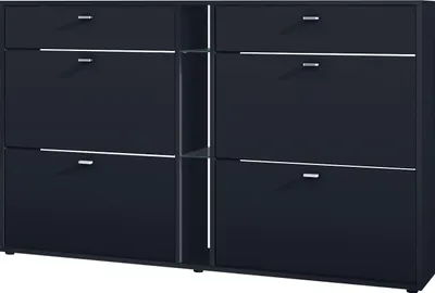Produktbild von Vladon Schuhschrank Schuhkipper Today 155,5 x 95 x 28 cm, Germany, Korpus in Schwarz matt, Fronten in Schwarz matt