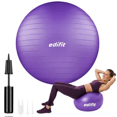 Produktbild von EDIFIT, Gymnastikball, 55, 65 und 75, Pezziball, Einschließlich Inflator, Pilates Ball, Sitzball, Pilates, Yoga Ball, Gymnastik (65cm, Violett)