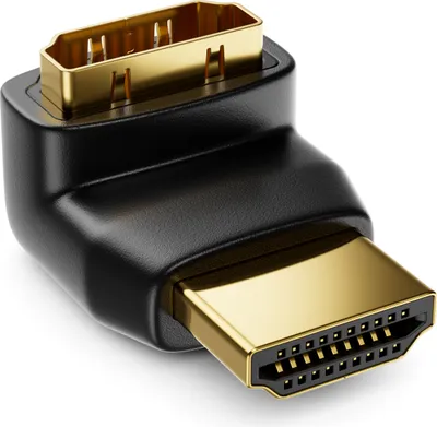Produktbild von deleyCON HDMI Winkel Adapter - 90° Grad gewinkelt - HDMI Stecker zu HDMI Buchse - Vergoldete Kontakte - 3D 1080p Full HD