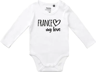 Produktbild von Huuraa Baby Body France my love 62 White  Baumwolle Fairtrade Langarmbody Geschenkidee