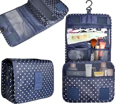 Produktbild von EDIBAZZAR | Kosmetiktasche zum Aufhängen am Haken, faltbar, gepunktet
