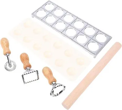 Produktbild von Ravioli Maker - Pasta-Stamp - Selbst Pasta Maken - 12 Löcher Form - 6 Stück Set - Silber