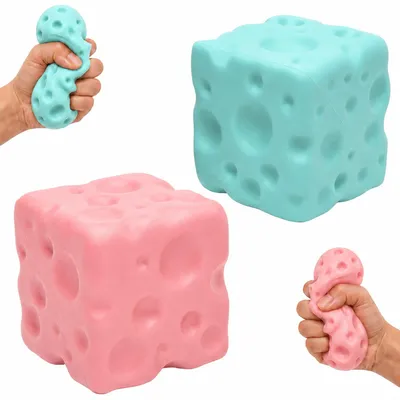 Produktbild von Käse Squishy Fidget Bälle, 7 cm, 2 Stück, Anti-Stress für die Hand