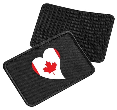 Produktbild von Huuraa Patch Kanada Flagge Herz Black 10 x 6,5cm Baumwolle Klettpatch für Mütze Geschenkidee