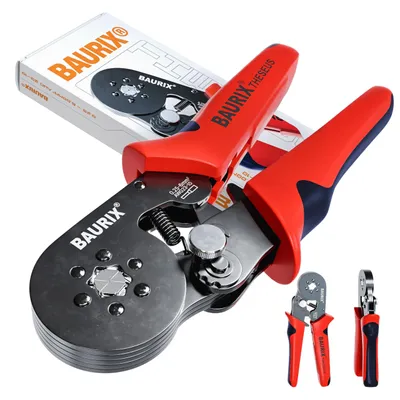 Produktbild von BAURIX® Sechskant Crimpzange für Aderendhülsen, Selbsteinstellende Krimpzange 0,25-6mm², Presszange für isolierte & unisolierte Aderendhülsen