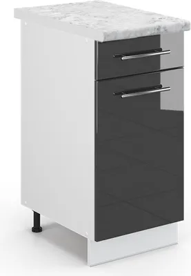Produktbild von Küchenunterschrank Vicco Fame-Line Anthrazit Hochglanz 40 cm , AP Marmor, Model 45773
