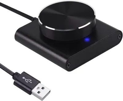 Productafbeelding van Volume Controller - Volumeknop PC - Geluid Regelen - Aluminium Behuizing - 61 x 61 x 28 mm - Zwart
