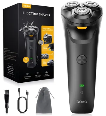 Productafbeelding van Elektrische scheerapparaat voor heren met 3D-zweefkop, draadloos, met LED-indicator. Elektrische nat- en droogscheerapparaat voor mannen, IPX6 waterdicht, USB-C, zwart