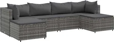 Produktbild von vidaXL 6-tlg. Garten-Lounge-Set mit Kissen Grau Poly Rattan